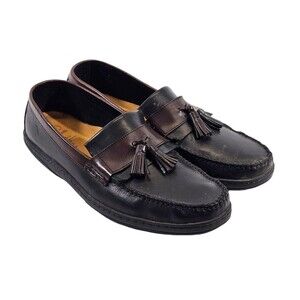 KSD Men's 13 Cole Haan Brown/Black Leather Saddle Tassel Loafers Driving shoes